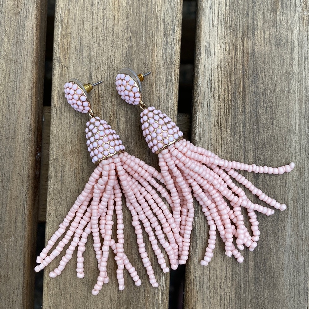 Baublebar | pink beaded tassel earrings